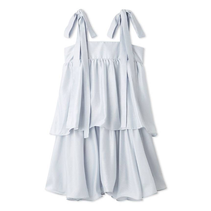 ティアードフリル肩リボンドレス SAX F