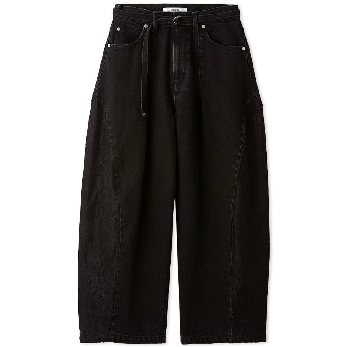 レースドッキングデニムパンツ BLK 1
