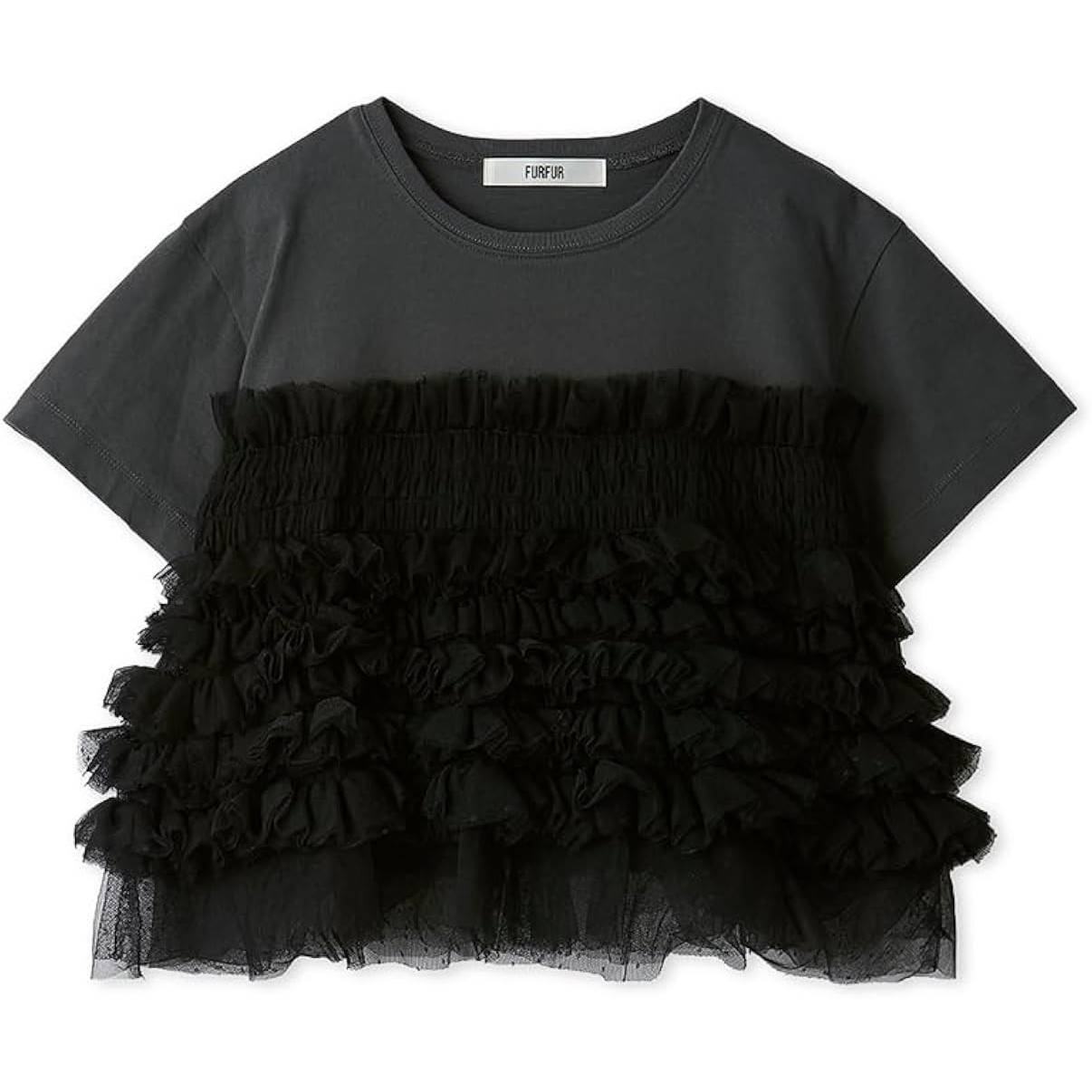 チュールドッキングTシャツ BLK F