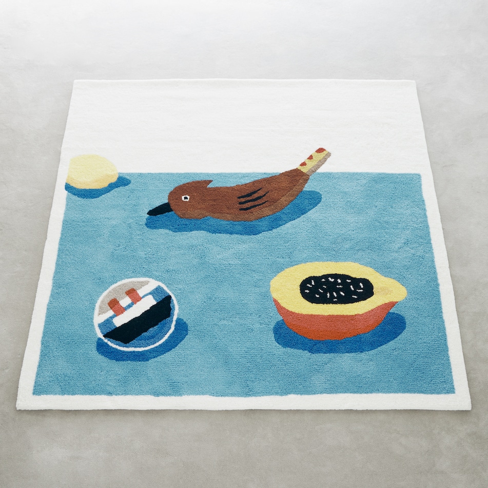 【2024年2月下旬から順次発送】安西水丸ラグ “口笛のきこえる”