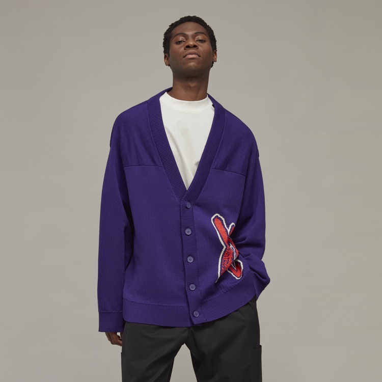 Y-3/ワイスリー/LOGO KNIT CARDIGAN/ロゴニットカーディガン(XS Purple