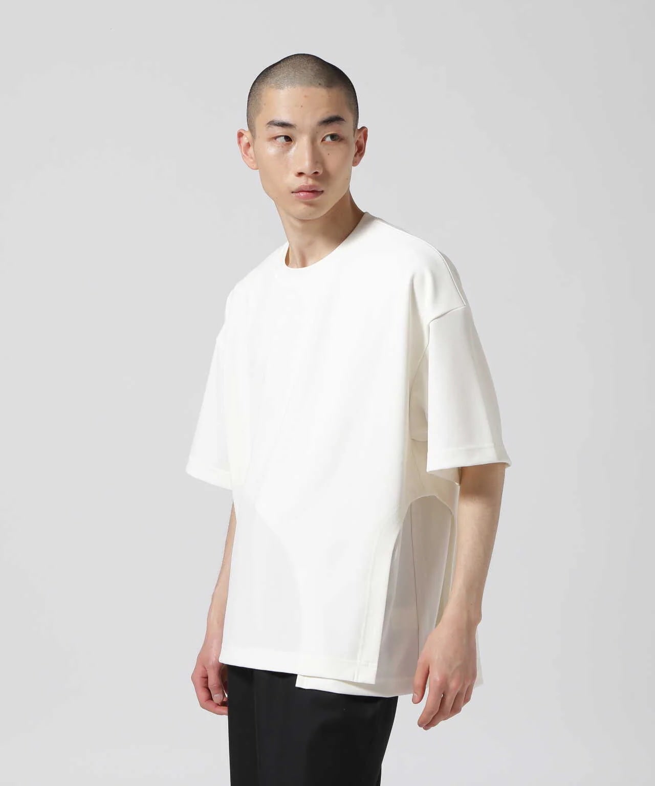 CULLNI/クルニ/Rounded-cutting Layered Georgette Tee/ラウンドカット