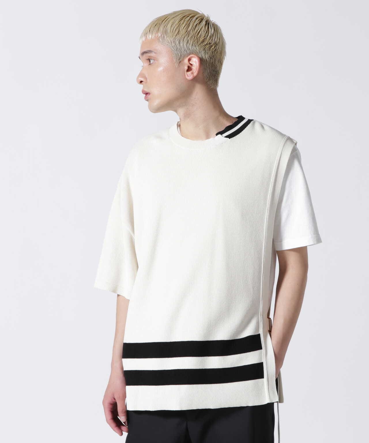 CULLNI/クルニ/Asymmetric Sleeve Side Open Knit/アシンメトリーニット/23-SS-040