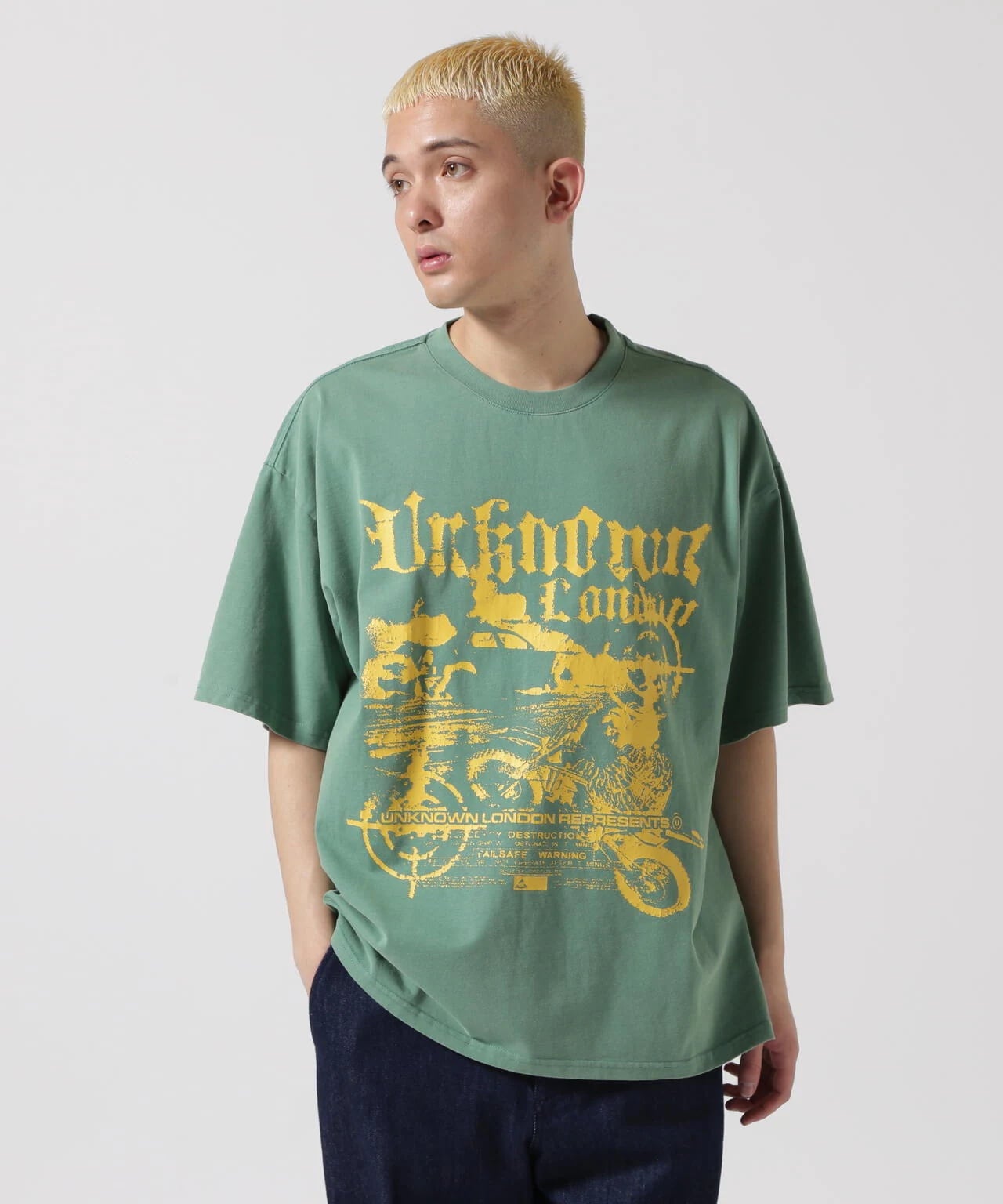 UNKNOWN LONDON/アンノウンロンドン/LOST CITIES GRAPHIC TEE(M Green 