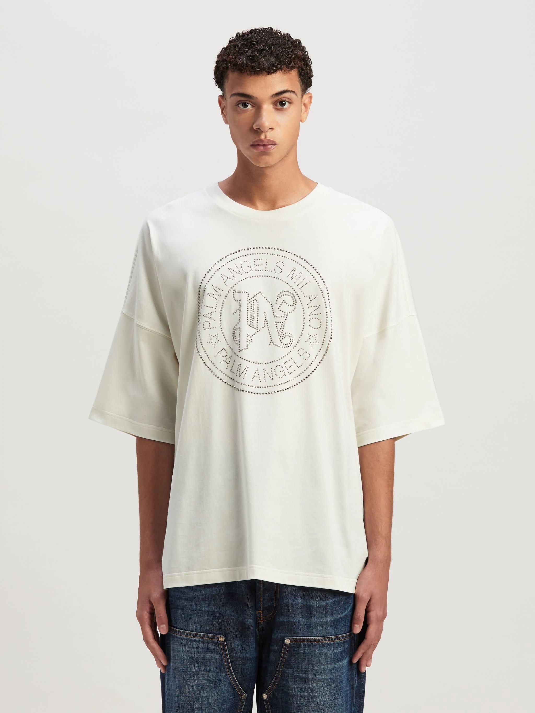 Palm Angels / パームエンジェルス/ Milano Stud Loose Tee White S
