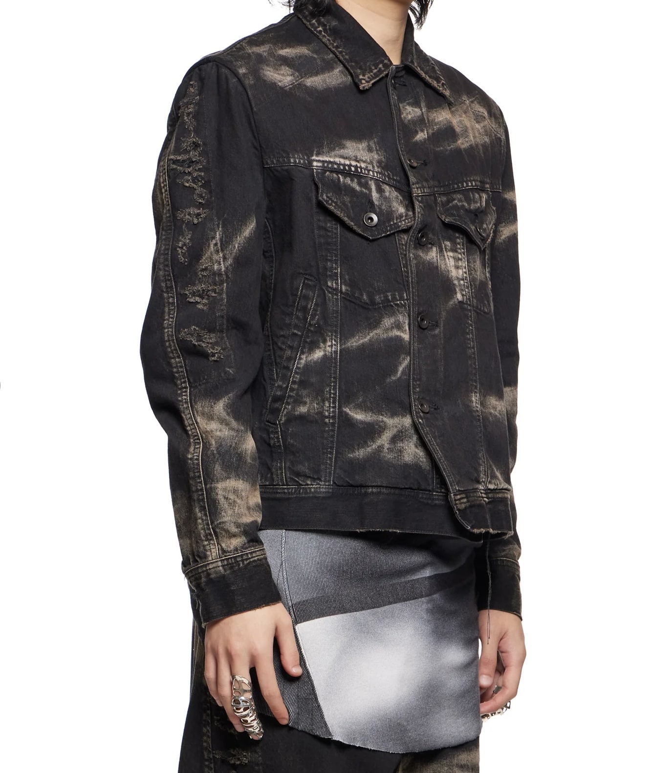 Julius /867BLM2-D Black / Bleach Denim Wash Jacket(2 Black Julius /867BLM2-D Black / Bleach Denim Wash Jacket(2 Black