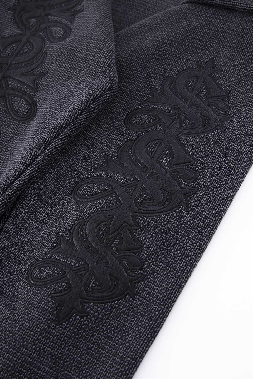 Supplier/サプライヤー　Distressed Cross Leather Patch Crew Knit gray M