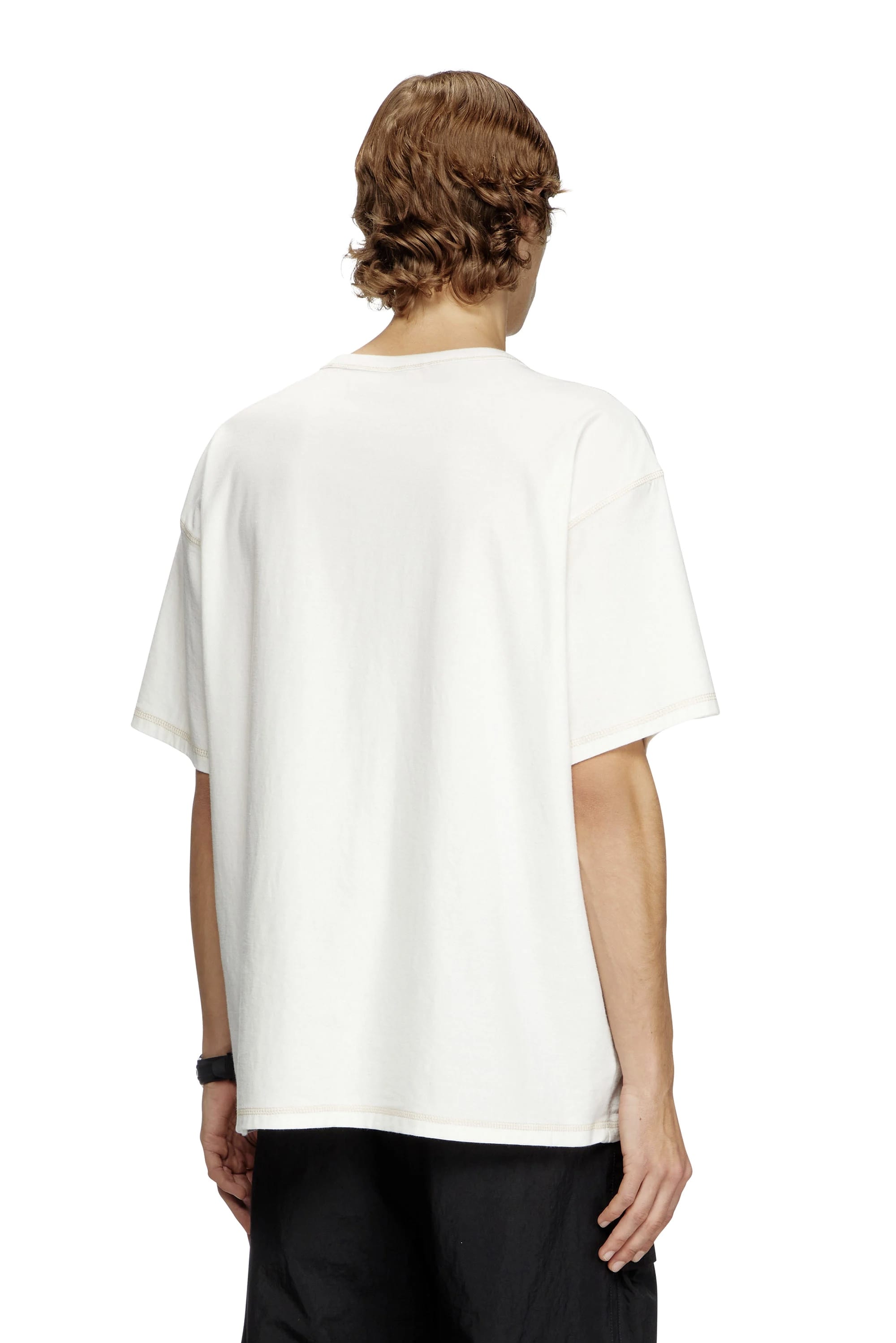 DIESEL/ディーゼル/T-shirt with raw jacquard logo White M