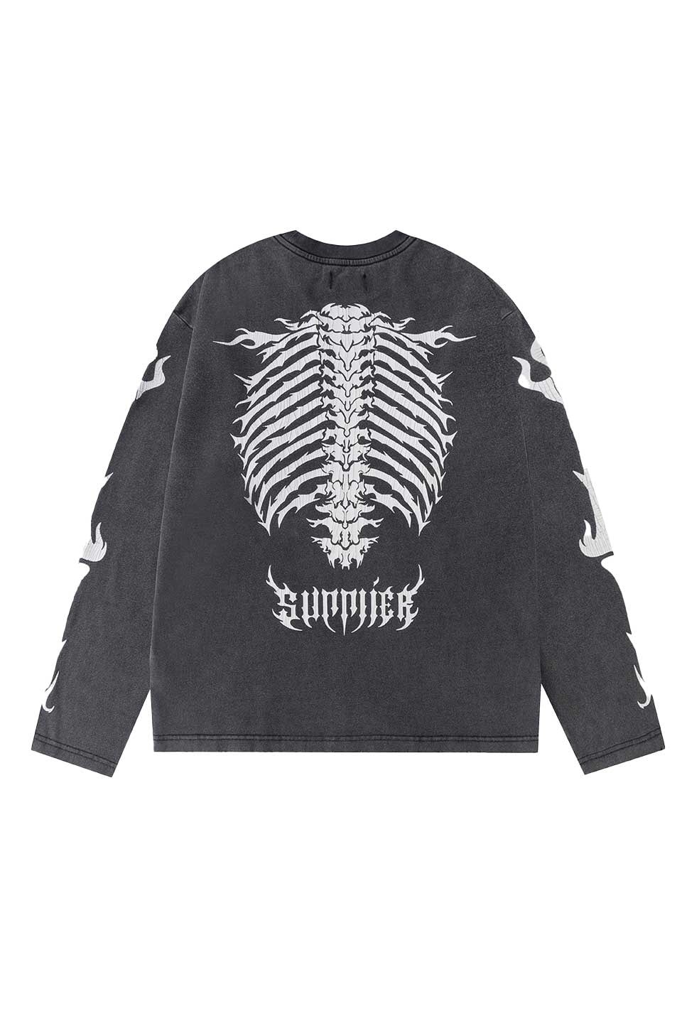 Supplier /サプライヤー/Fire Bones Long Sleeve Tee gray M