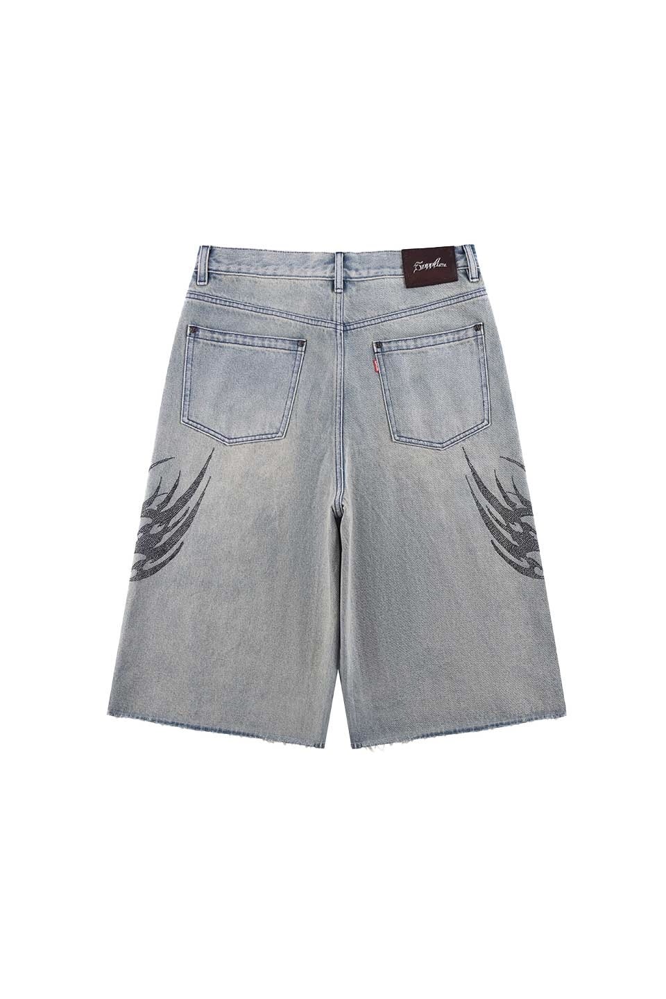 Supplier /サプライヤー/Tribal Rhinestone Denim Shorts Black S