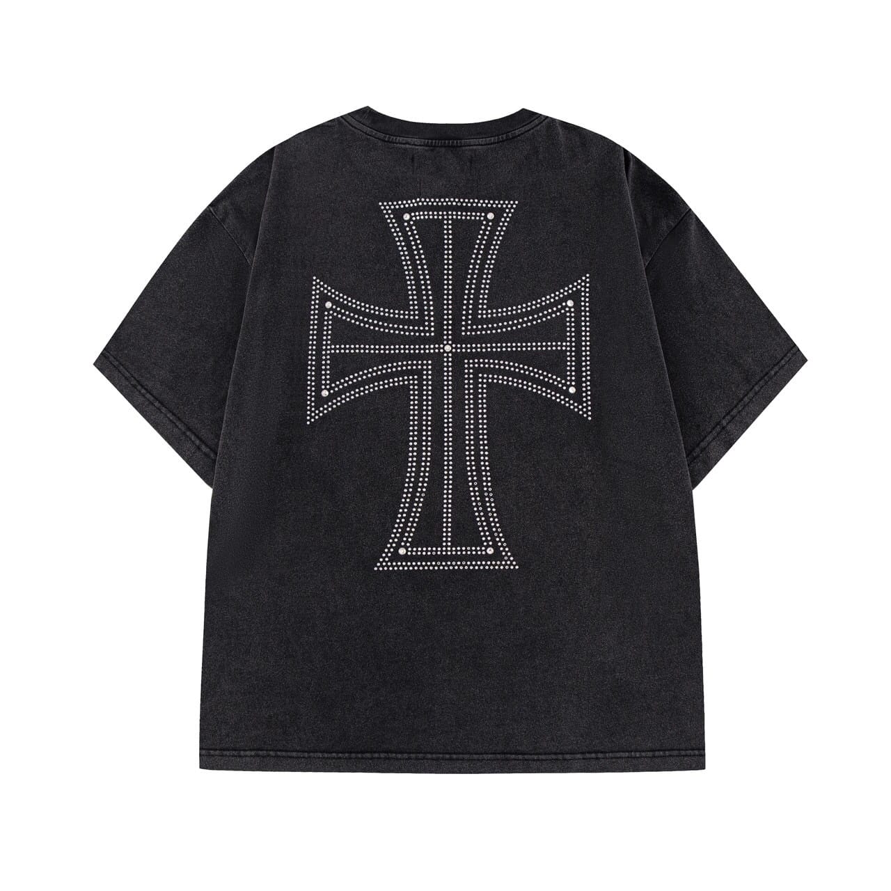 UNKNOWN LONDON/アンノンロンドン/Outline Cross Rhinestone Tee Black M