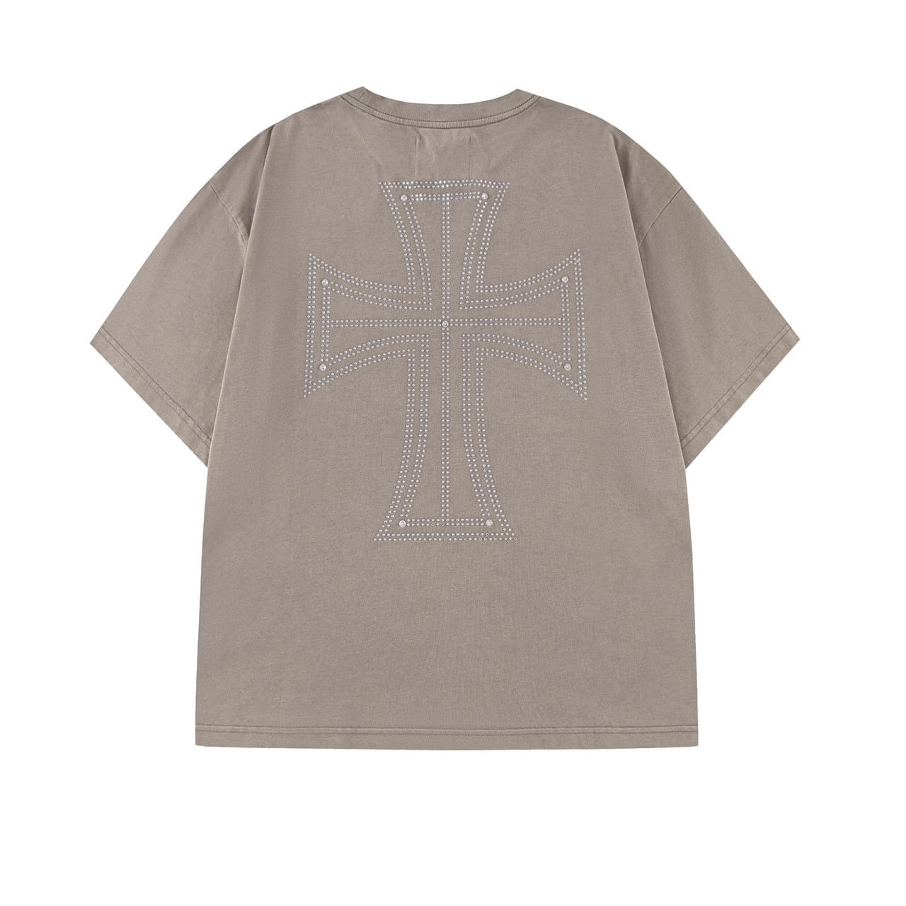 UNKNOWN LONDON/アンノンロンドン/Outline Cross Rhinestone Tee Beige M