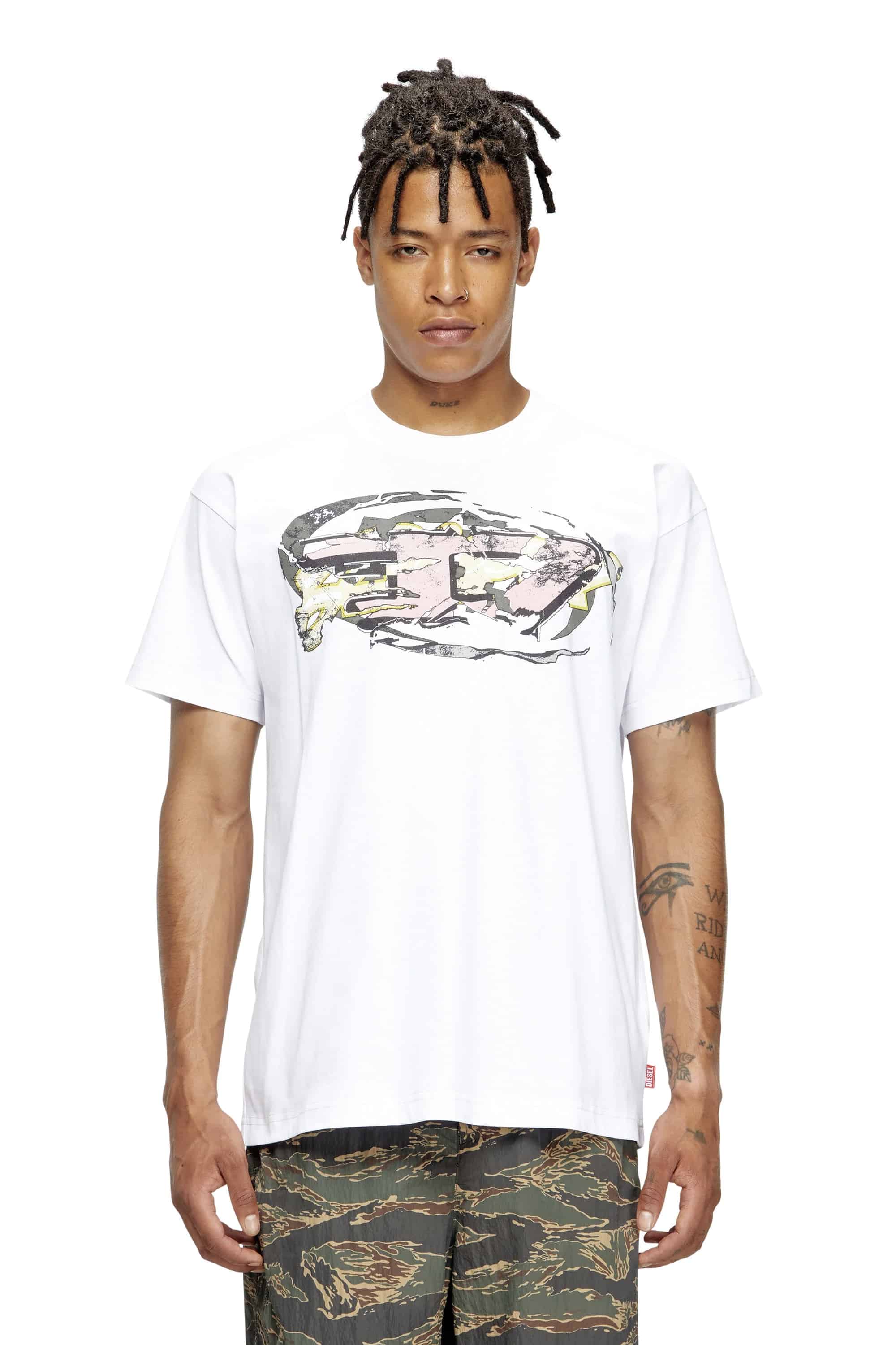 DIESEL /ディーゼル/T-shirt with Oval D logo White M