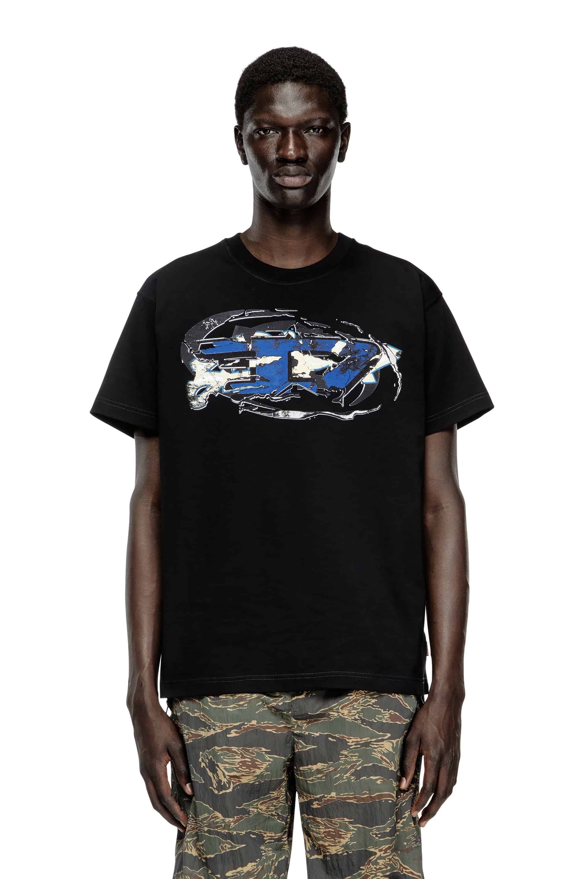 DIESEL /ディーゼル/T-shirt with Oval D logo Black M