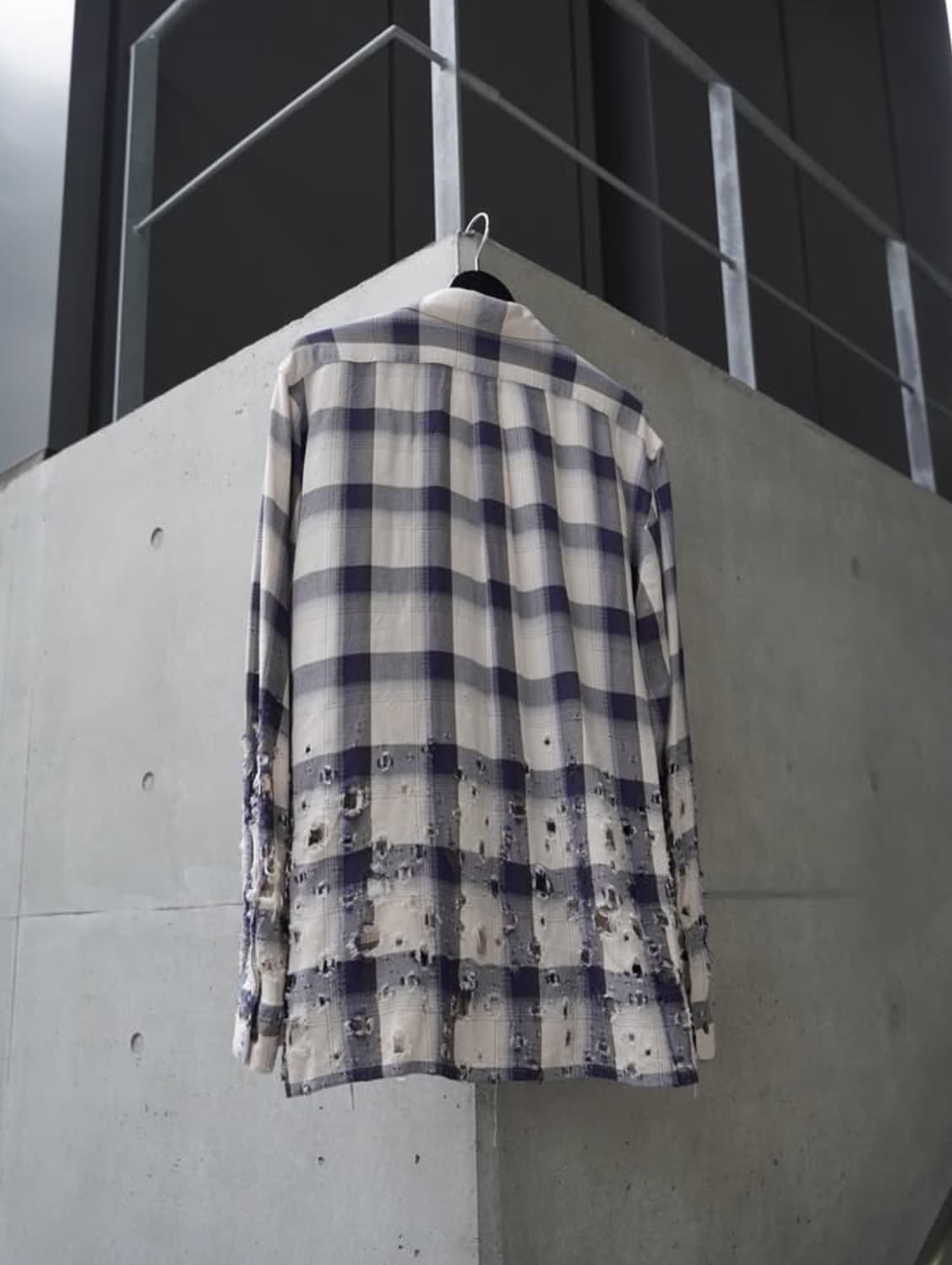 SUGARHILL /シュガーヒル/25ss "Obmre Destroyed Shirt" Navy 3