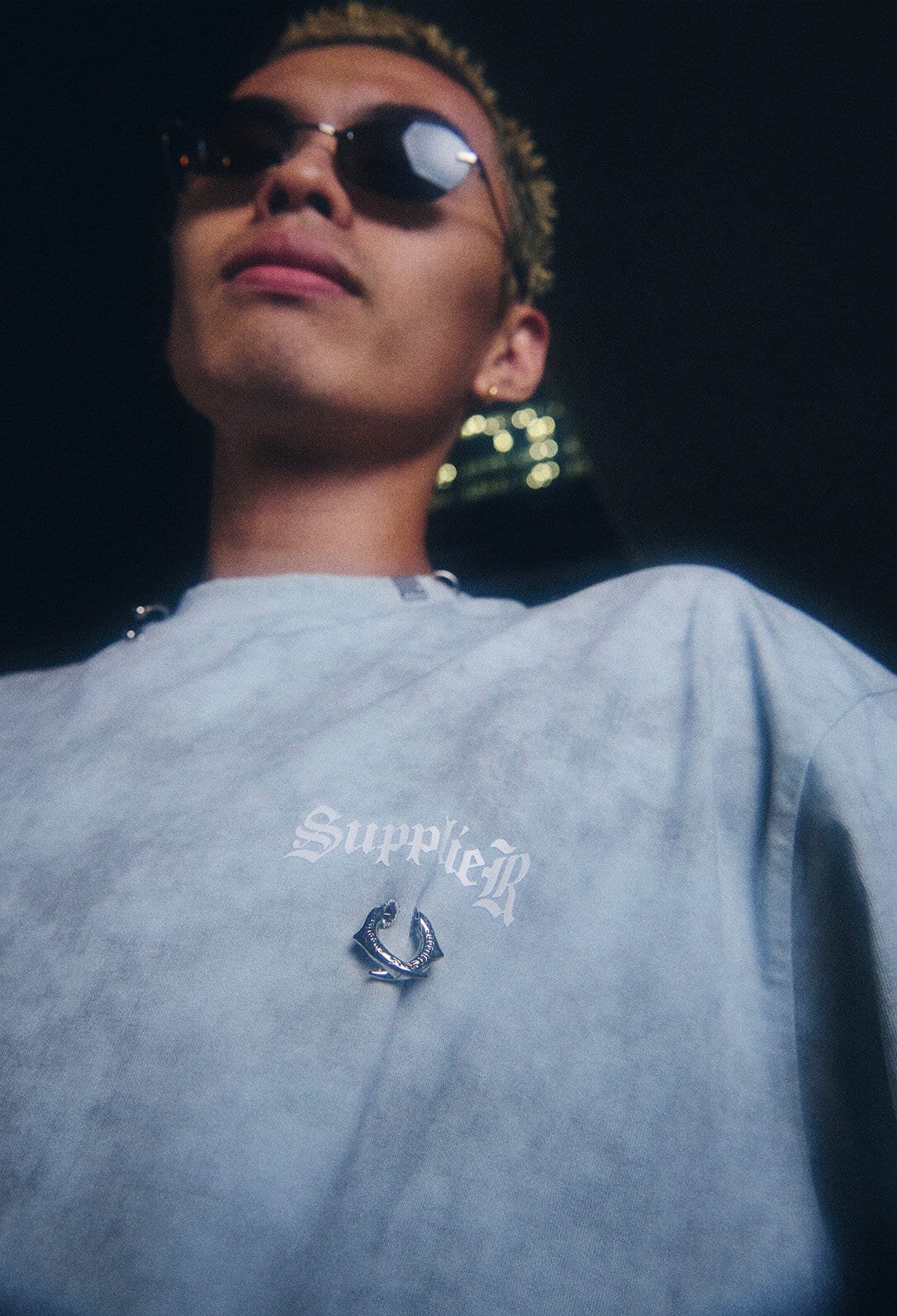 Supplier/サプライヤー/【LHP EXCLUSIVE】DAMAGE PIERCED CROSS TEE BLUE M