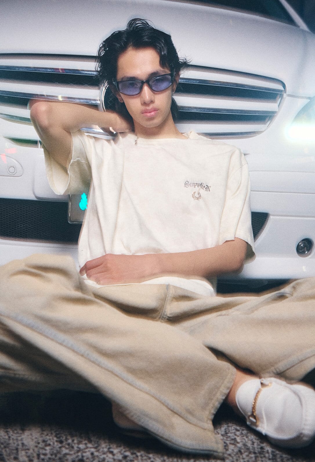 Supplier/サプライヤー/【LHP EXCLUSIVE】DAMAGE PIERCED CROSS TEE White M