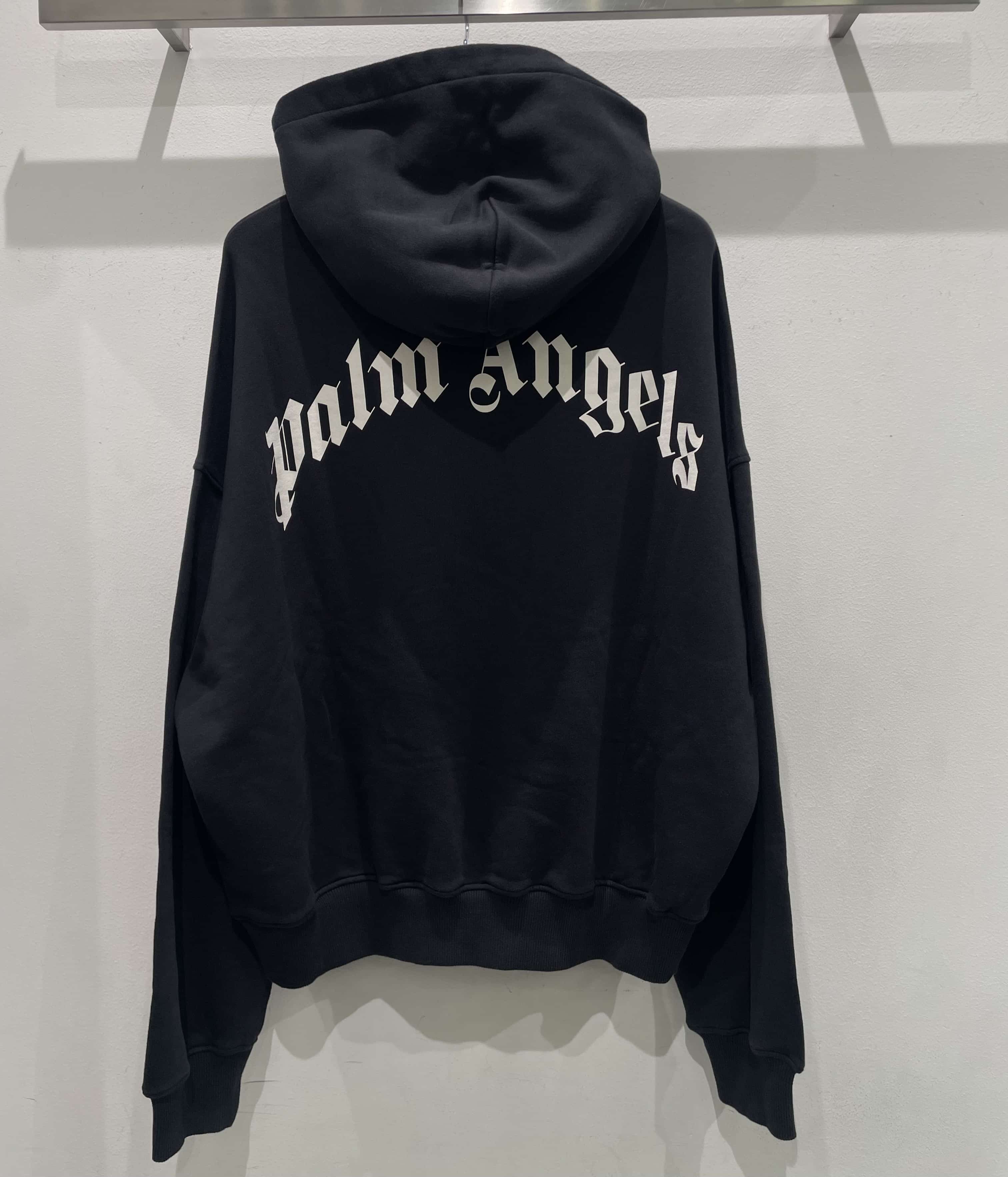 Palm angels/ パームエンジェルス/BACK CURVED LOGO LOOSE HOOD Black M