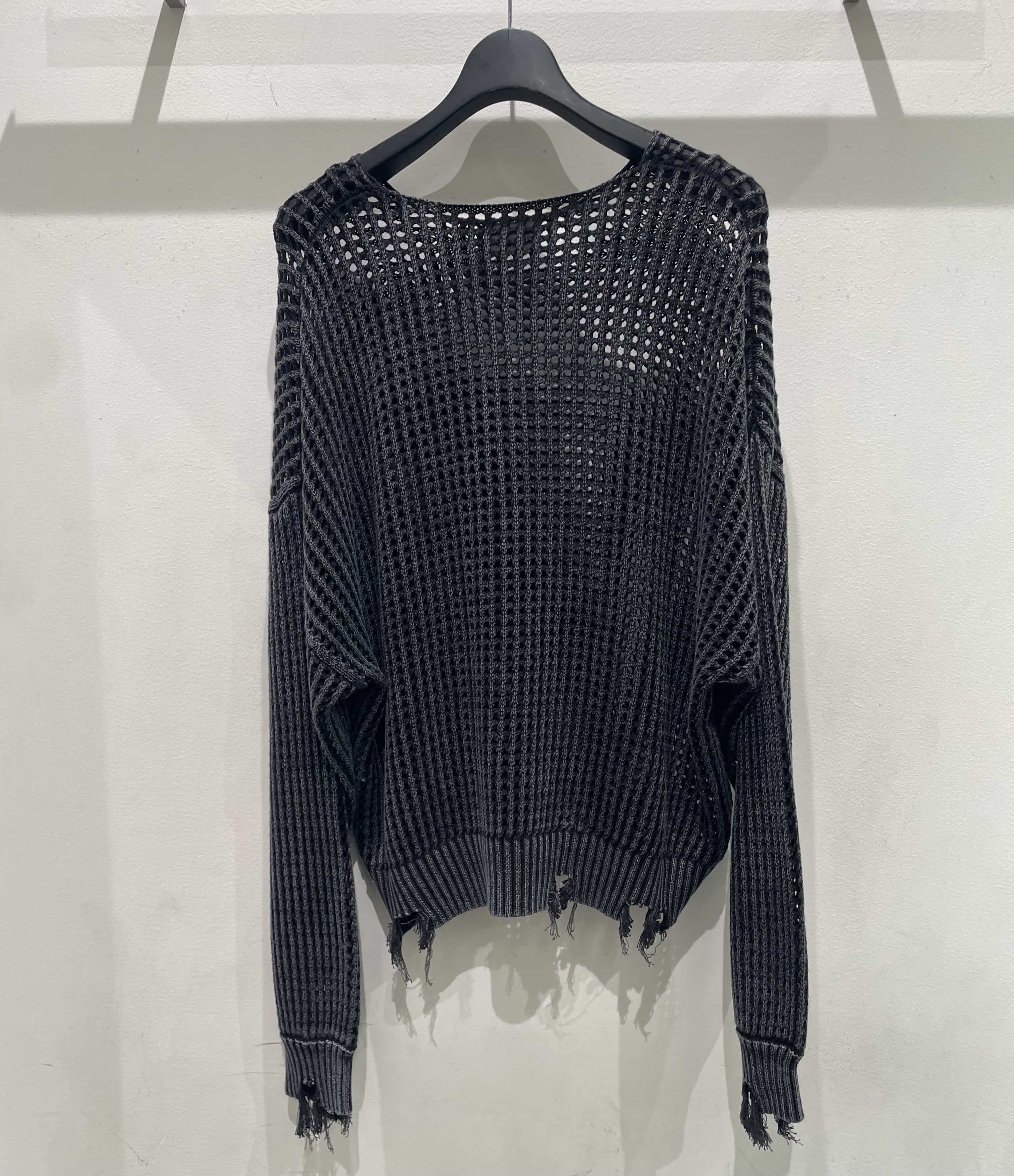 DankeSchon/ダンケシェーン/CHEMICAL DAMEGEMESHKNIT charcoal M