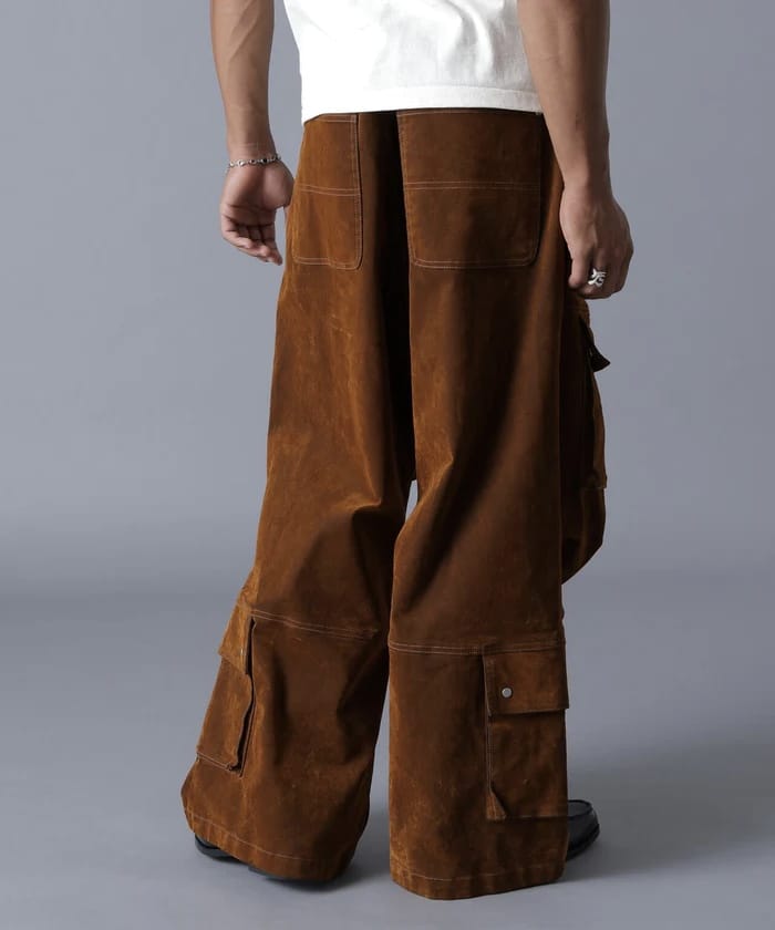 DankeSchon/ダンケシェーン/FLOCKY DENIM FLARE CARGO PANTS brown S