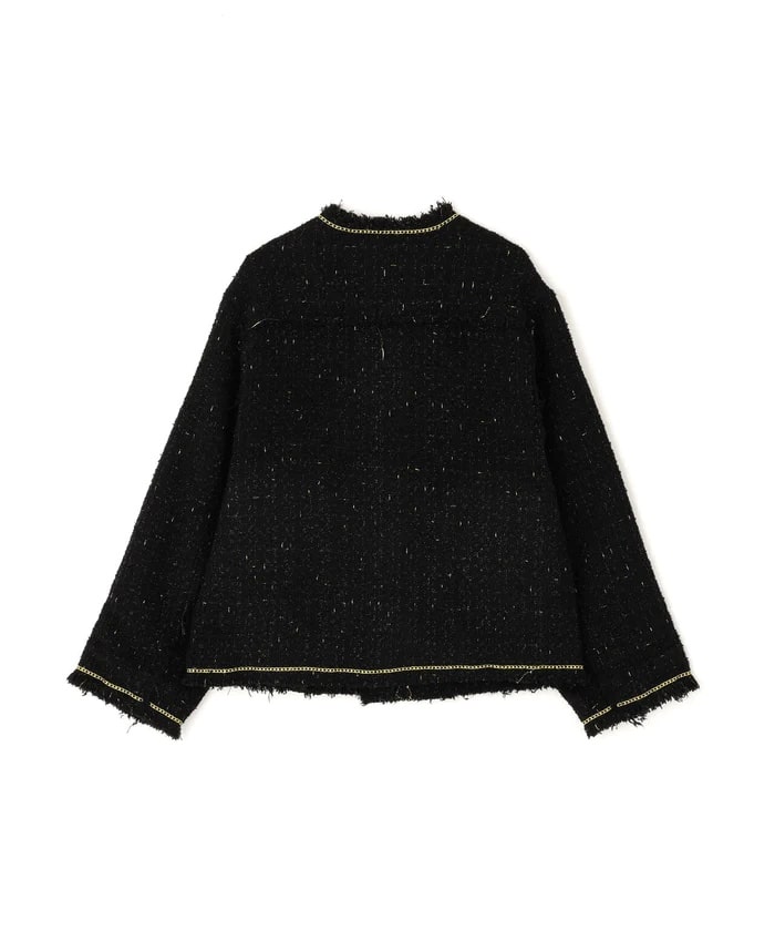 DankeSchon/ダンケシェーン/CHAIN EMBROIDERY TWEED JACKET Black M