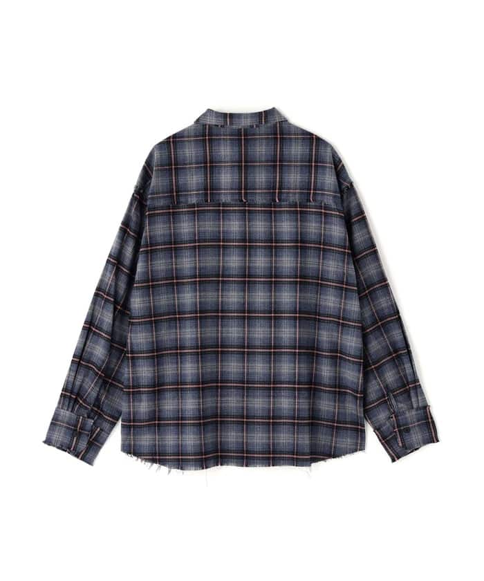 DankeSchon/ダンケシェーン/CUTOFF CHECK SHIRTS Navy M