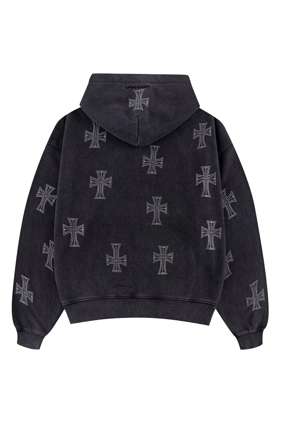UNKNOWNLONDON/アンノウンロンドン/ Outline Cross Rhinestone Zip Hoodie Black M