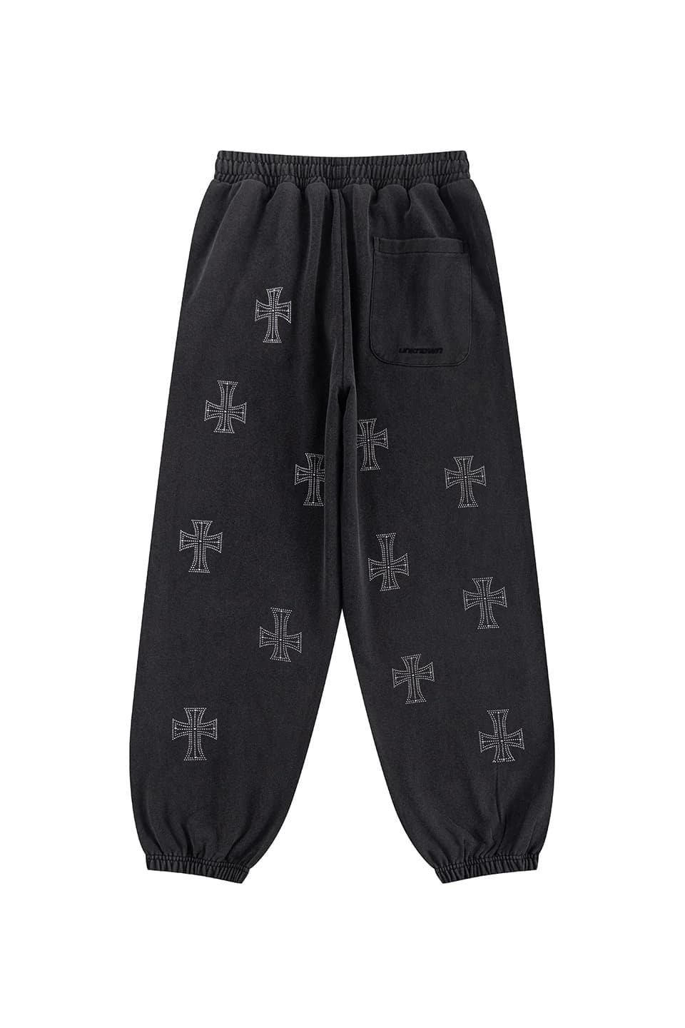 UNKNOWNLONDON/アンノウンロンドン/ Outline Cross Rhinestone Sweat Pants Black S