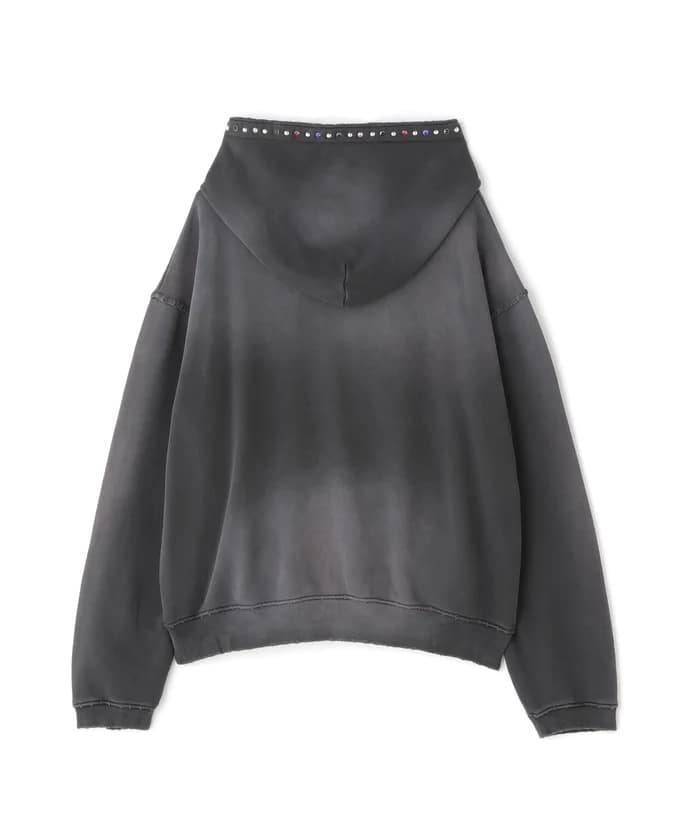 WHITELAND/ホワイトランド/STUDS DAMAGE HOODIE gray FREE