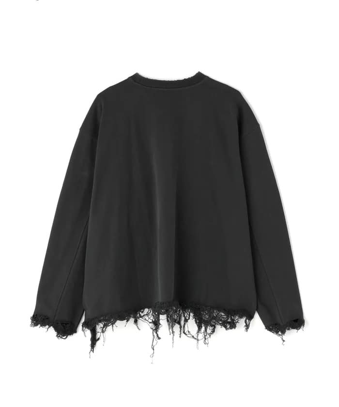 DankeSchon/ダンケシェーン/CUT FRINGE SWEAT CREWNECK EMBLEM BLACK M