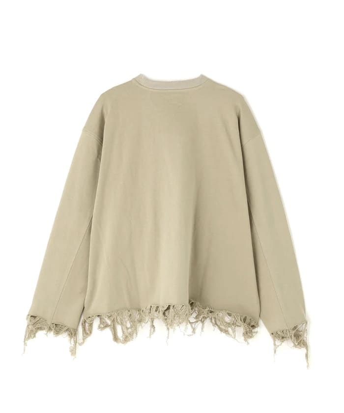 DankeSchon/ダンケシェーン/CUT FRINGE SWEAT CREWNECK EMBLEM beige M