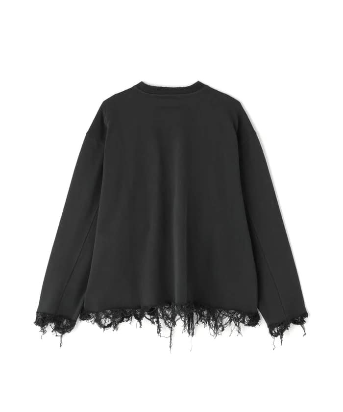 DankeSchon/ダンケシェーン/CUT FRINGE SWEAT CREWNECK BLACK Black M