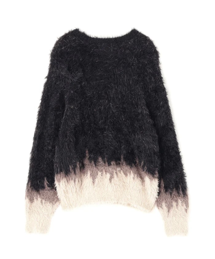 DankeSchon/ダンケシェーン/NYLON SHAGGY CREWNECK SWITCH BLACK M