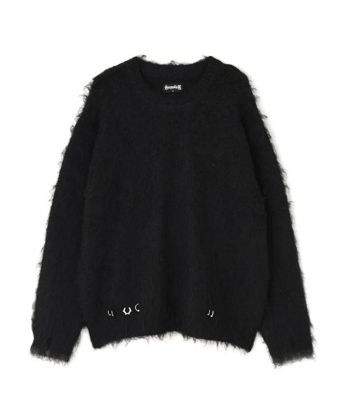 SUPPLIER/サプライヤー/TRIBAL CROSS PIERCED KNIT Black M