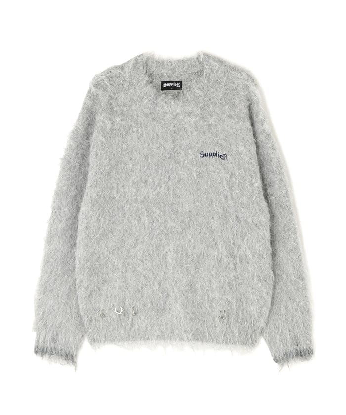 SUPPLIER/サプライヤー/TRIBAL CROSS PIERCED KNIT gray M