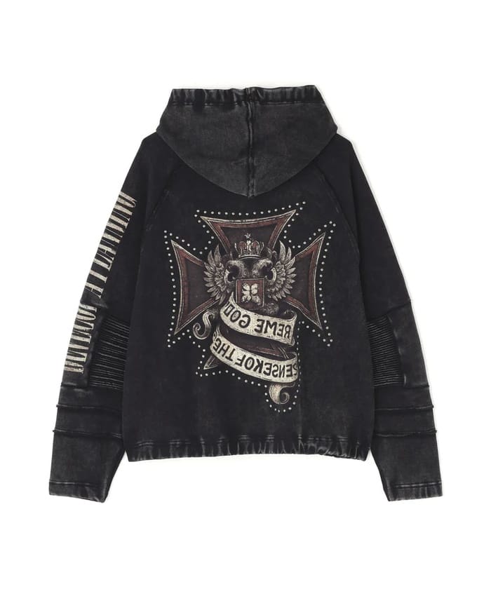 DankeSchon/ダンケシェーン/490 CHEMICAL ZIP HOODIE IRONCROSS Black M