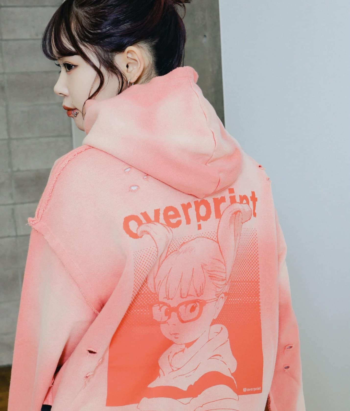overprint/オーバープリント/SHADOW HOODIE C pink M