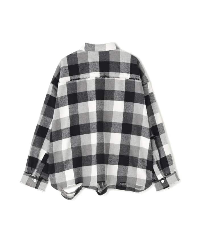 DankeSchon/ダンケシェーン/FLANNEL DAMAGE SHIRTS BLOCK Black M