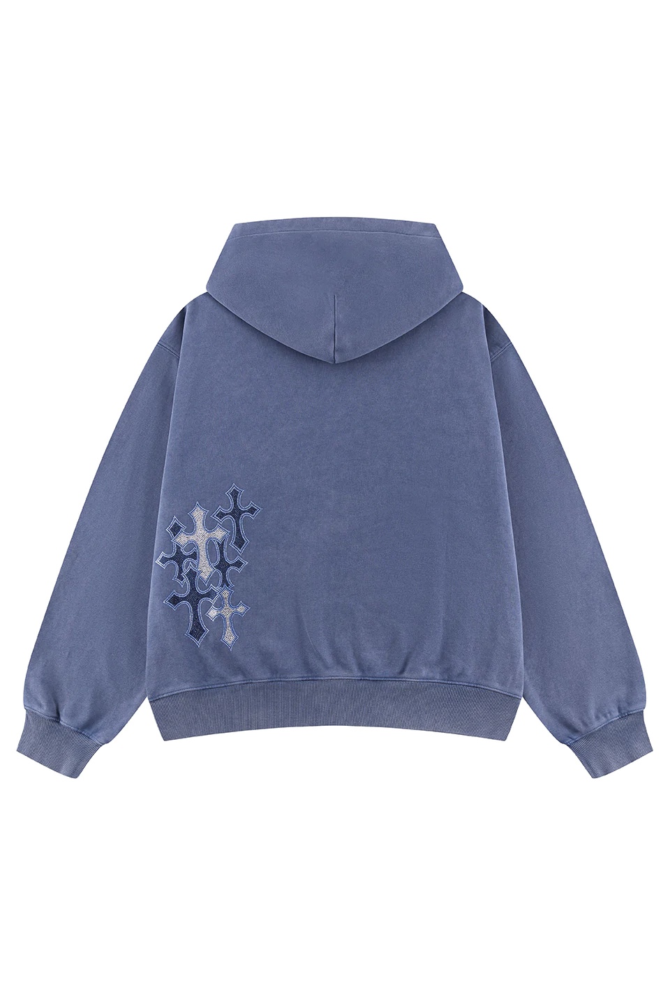 SUPPLIER/サプライヤー/Multiple Cross Rhinestone Zip Hoodie Blue M