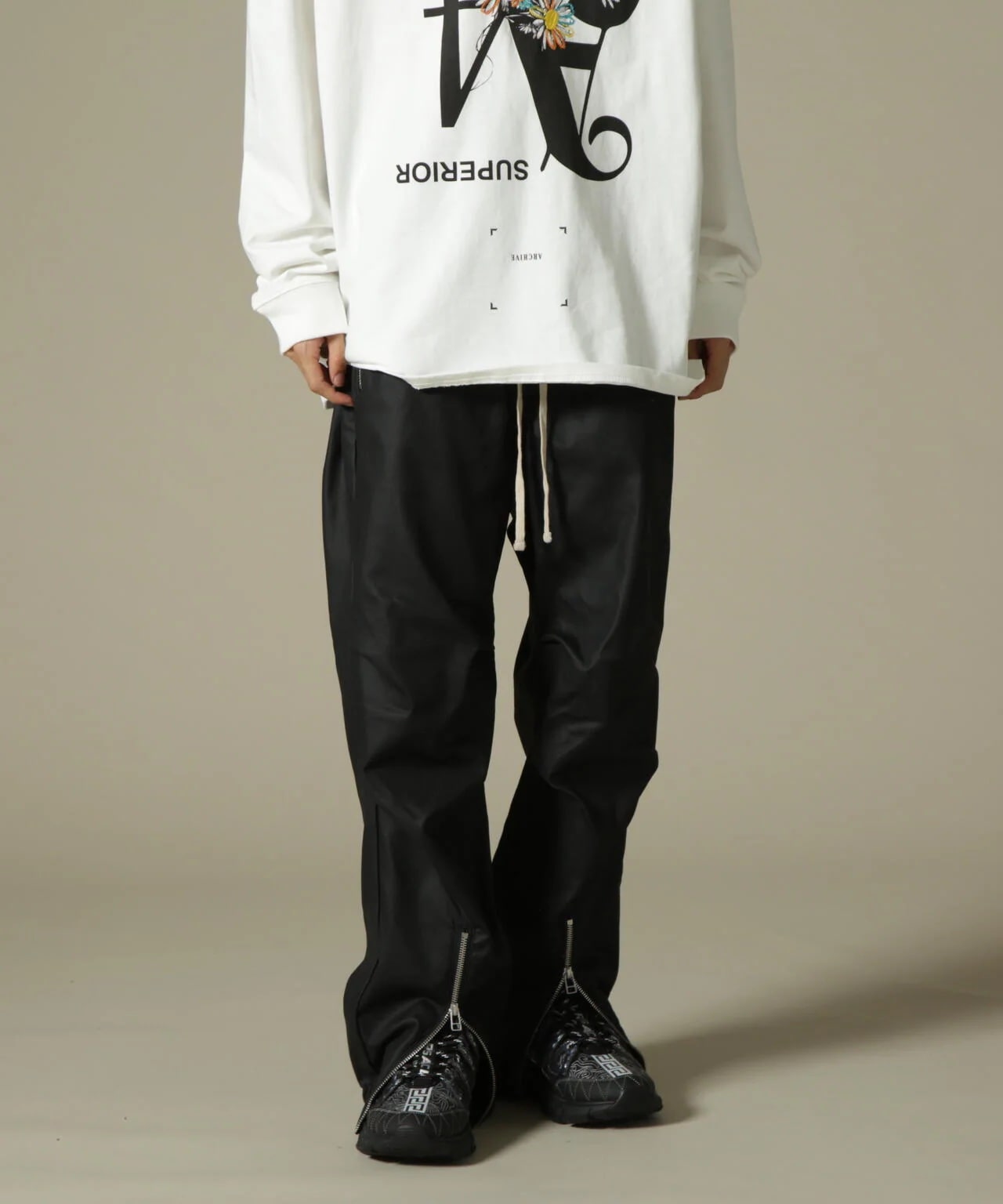 DankeSchon/ダンケシェーン/COATING FRONT ZIP PANTS/コーティングジップパンツ Black S