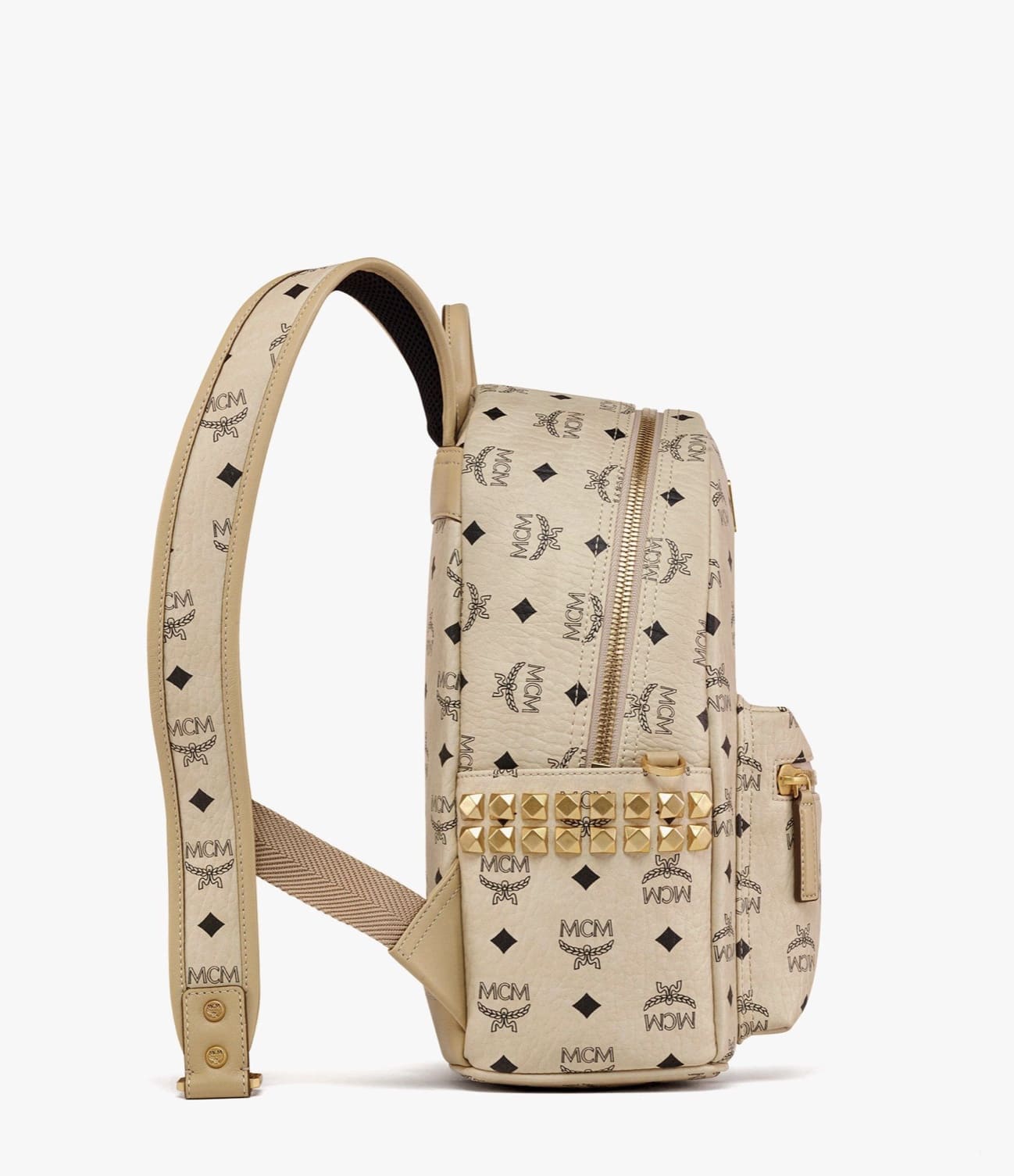 MCM /エムシーエム/STARK SIDE STUDS BACKPACK IN VISETOS BEIGE Small