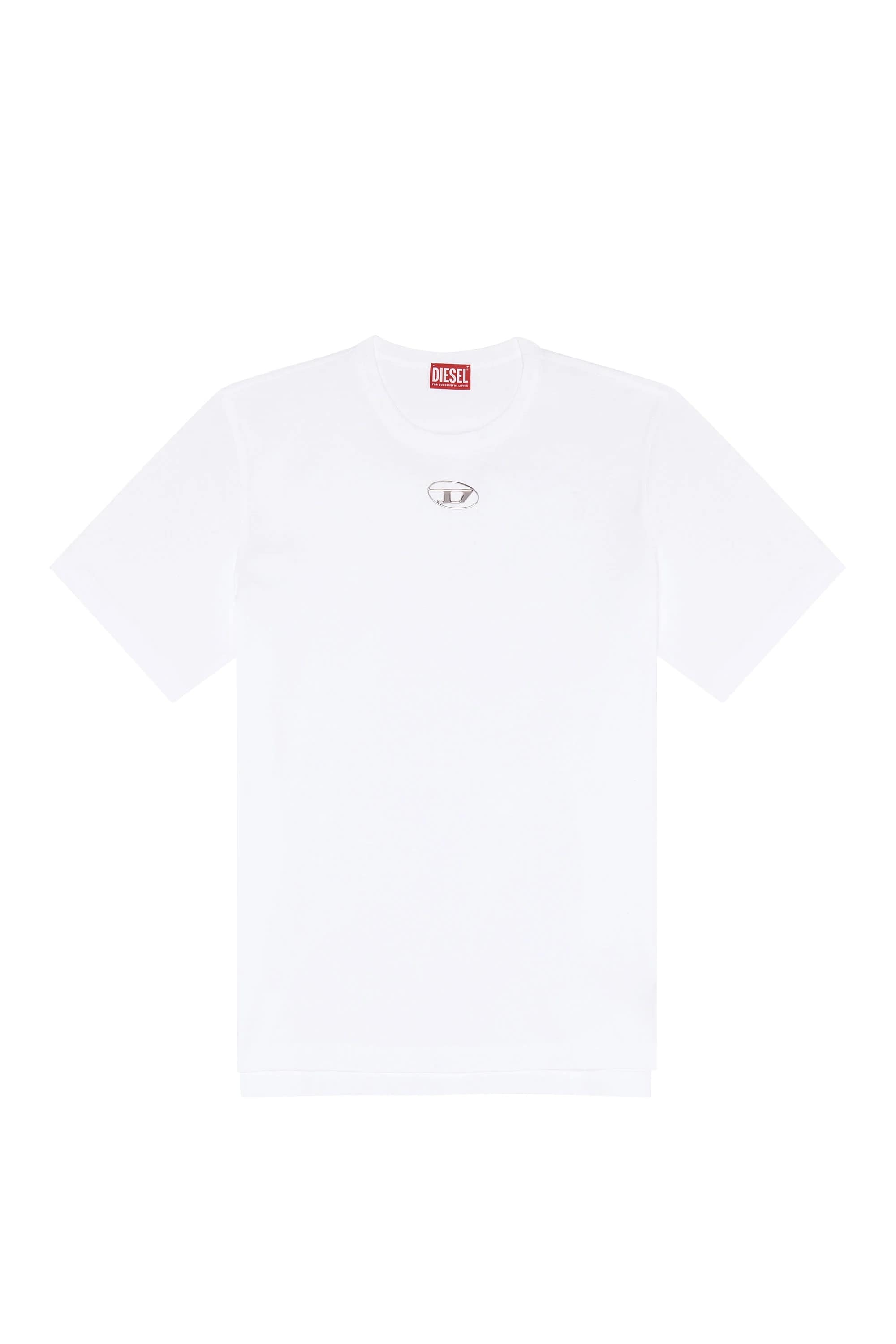 DIESEL/ディーゼル/T-shirt with metallic Oval D White M