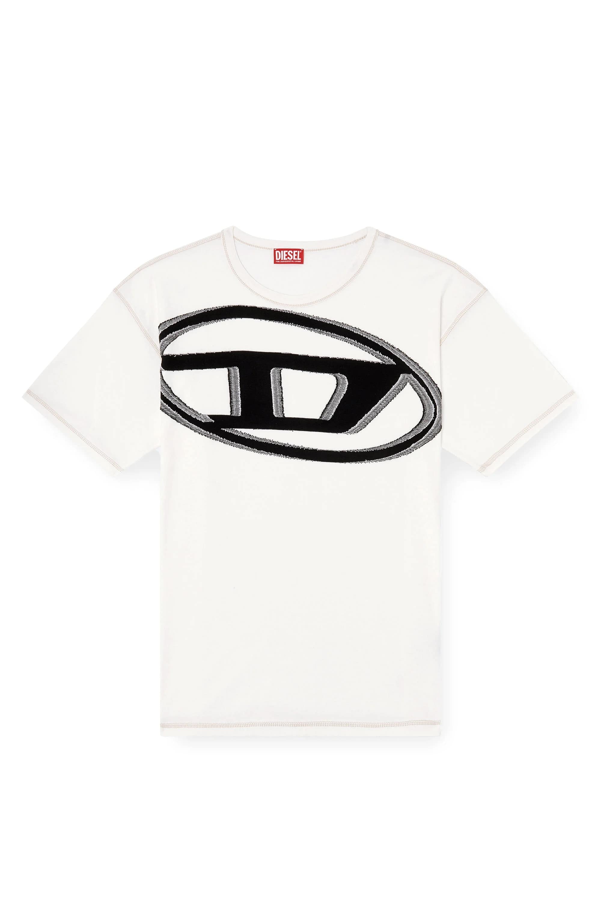 DIESEL/ディーゼル/T-shirt with raw jacquard logo White M