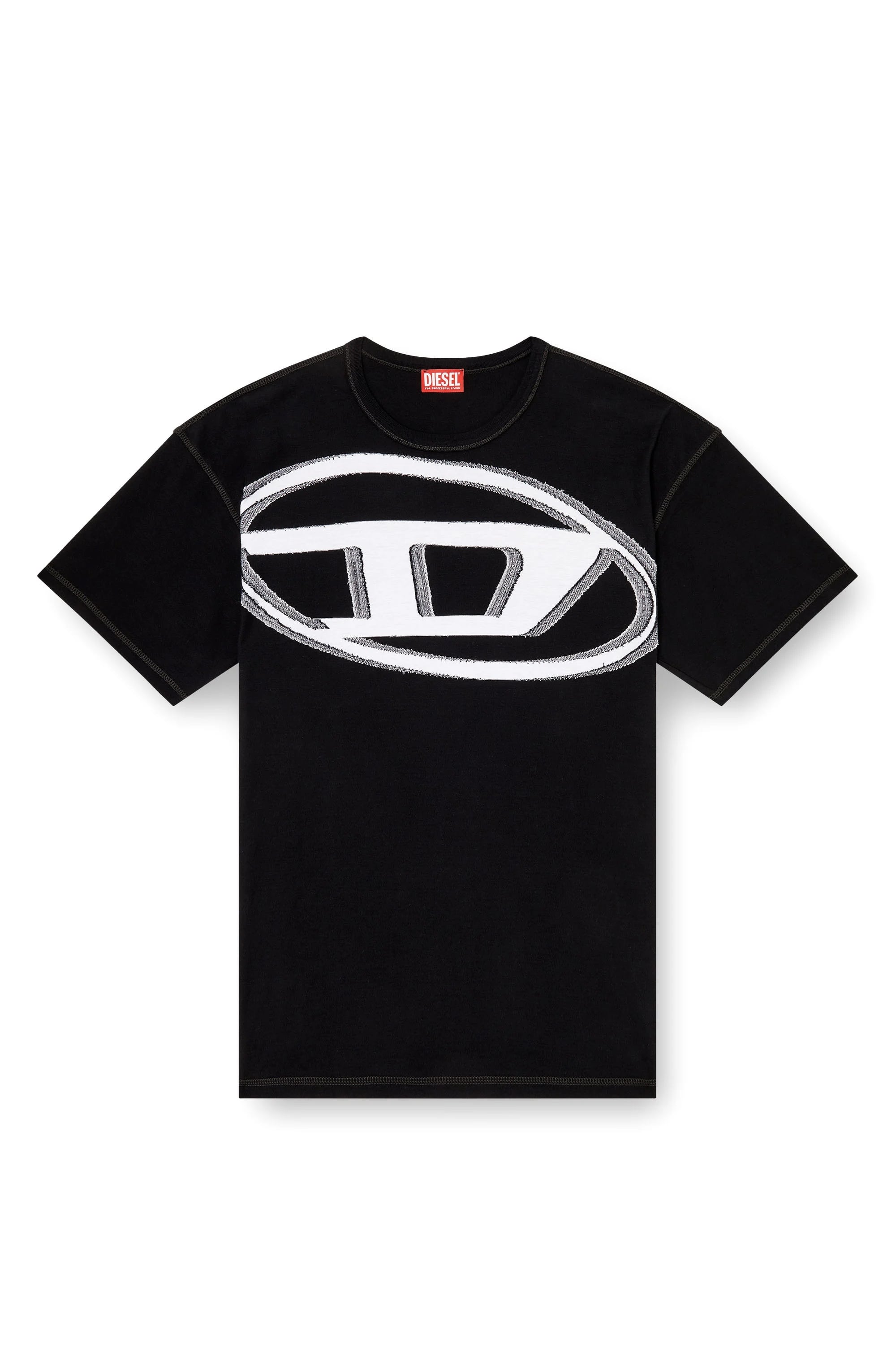 DIESEL/ディーゼル/T-shirt with raw jacquard logo Black M