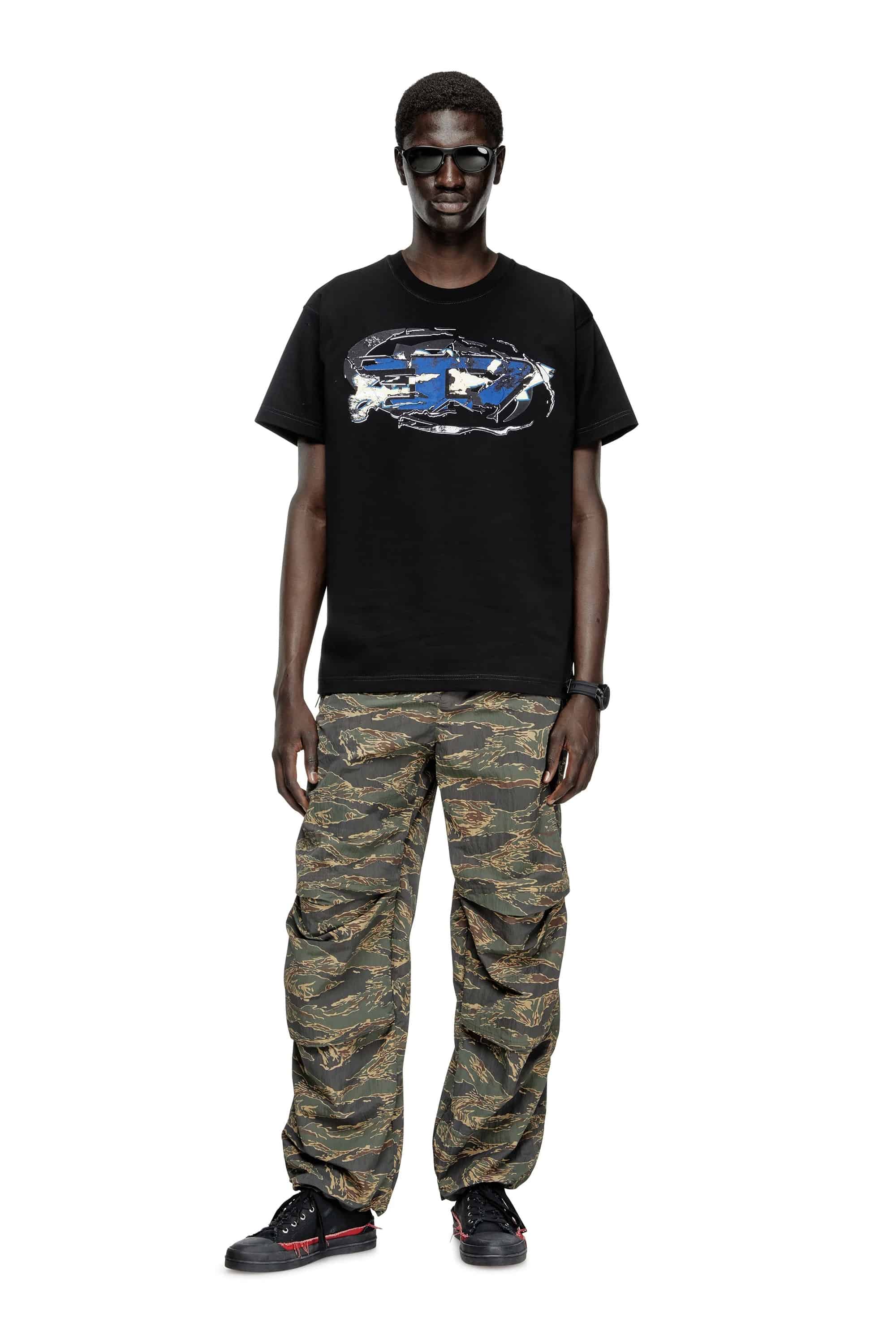 DIESEL /ディーゼル/T-shirt with Oval D logo Black M