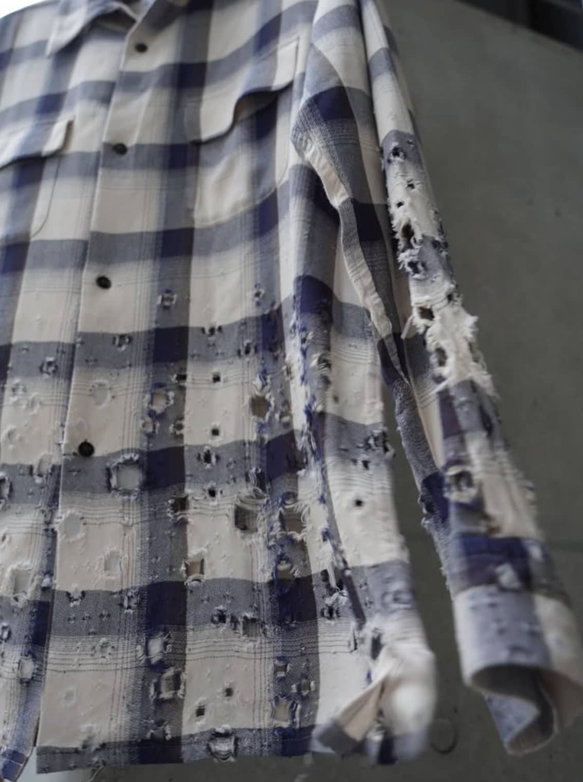 SUGARHILL /シュガーヒル/25ss "Obmre Destroyed Shirt" Navy 3