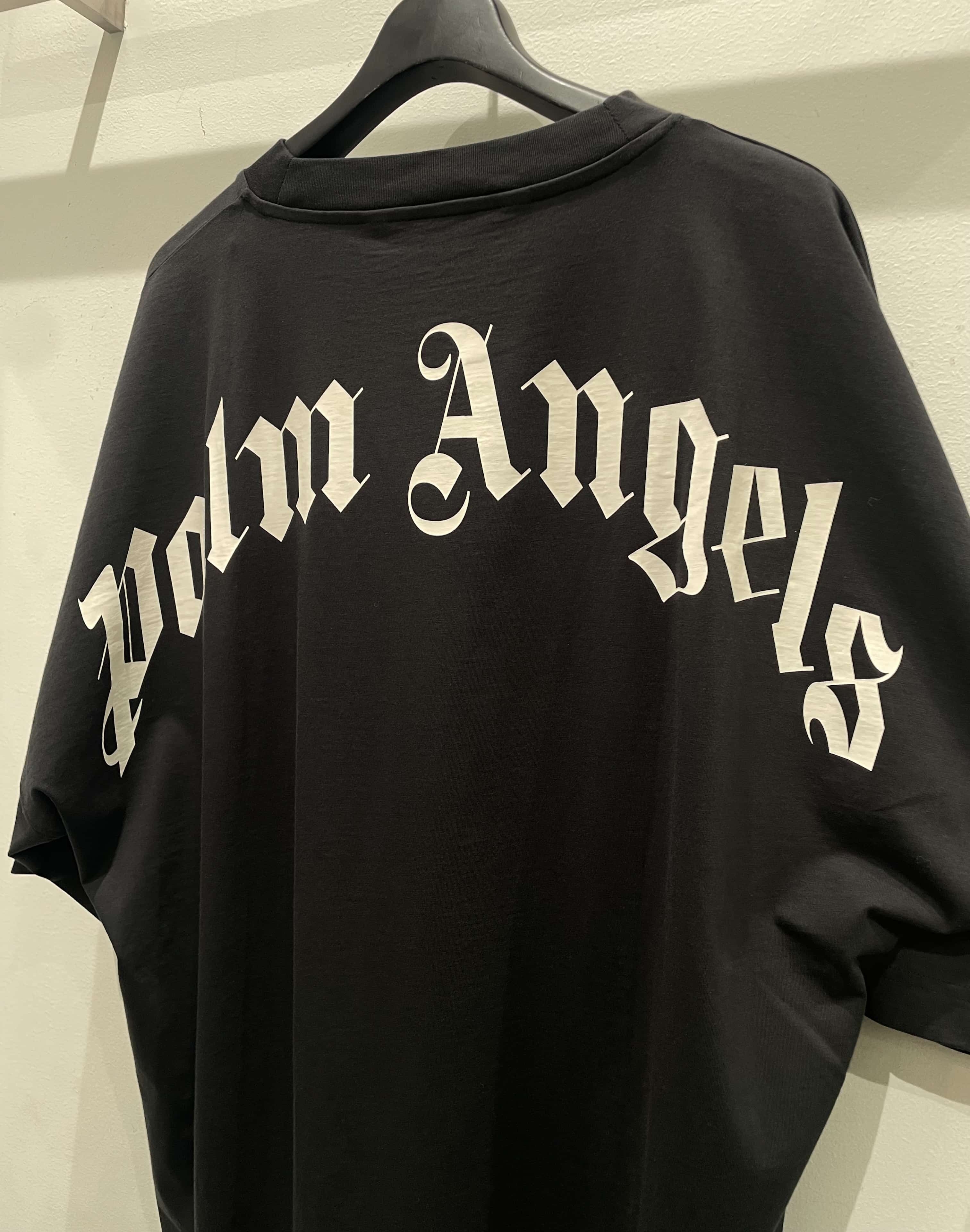 Palm angels/ パームエンジェルス/BACK CURVED LOGO OVER TEE Black S