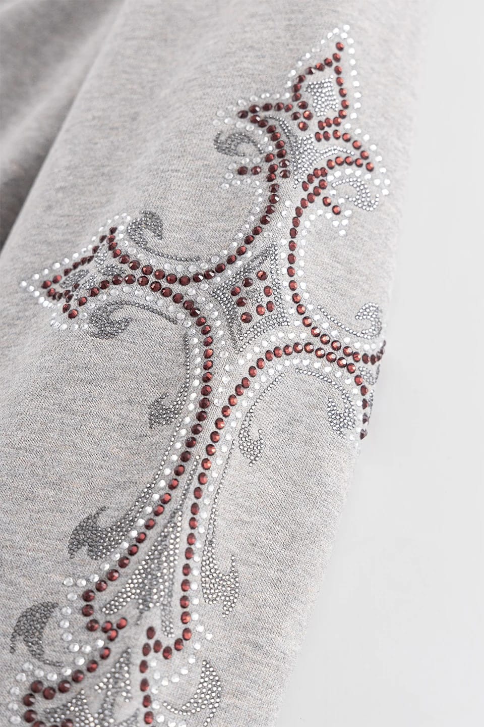 Supplier/ サプライヤー/Rhinestone Cross Sleeve Zip Hoodie gray M