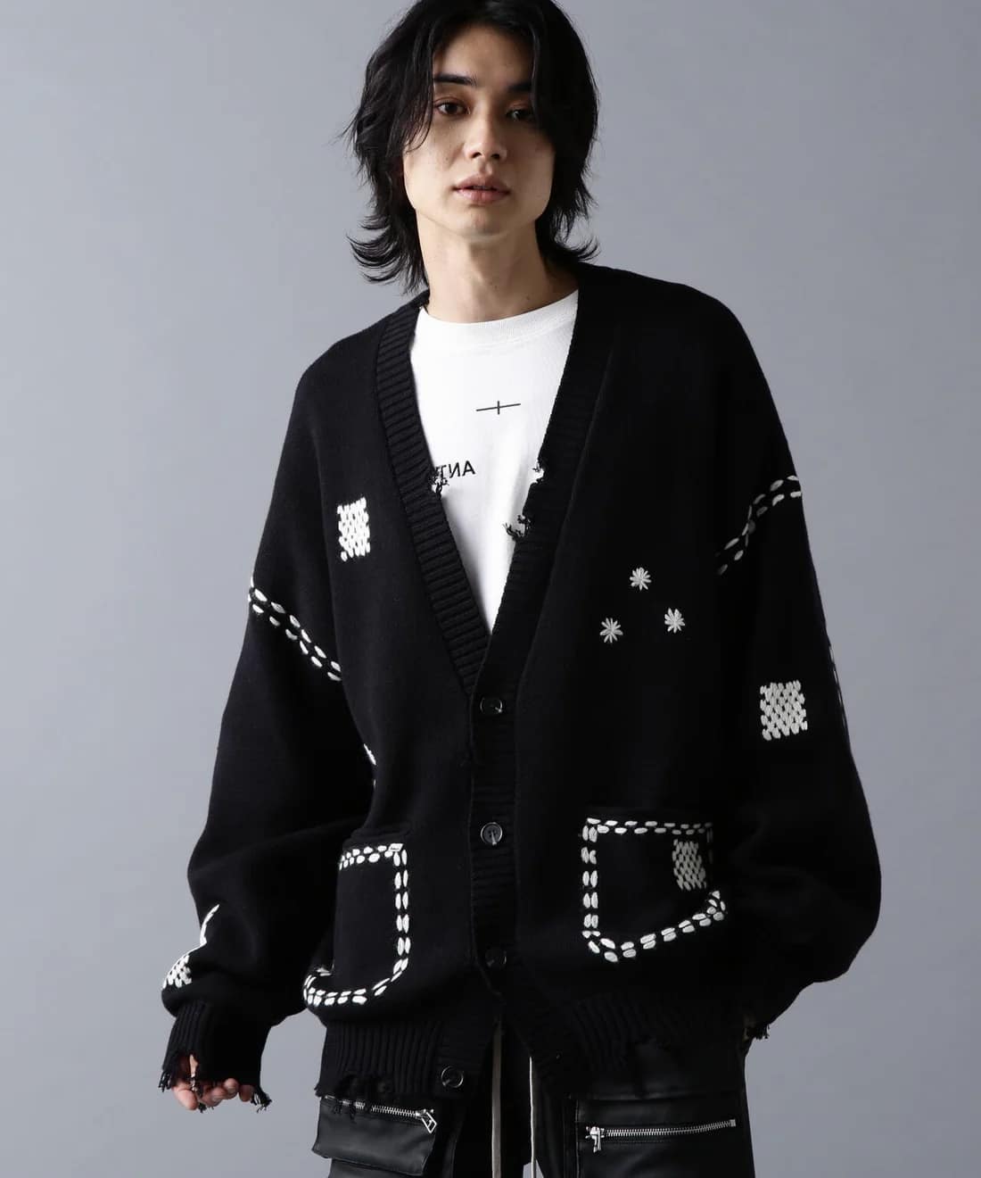 DankeSchon/ダンケシェーン/HAND STITCH KNIT CARDIGAN BLACK S