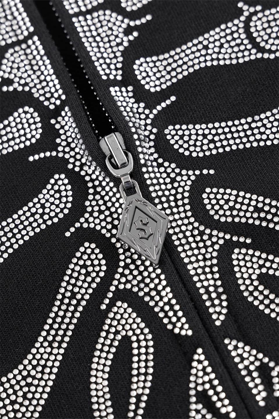 SUPPLIER/サプライヤー/ Fire Skeleton Rhinestone Zip Hoodie BLACK M